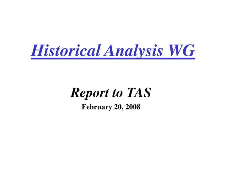 historical analysis wg