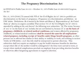 The Pregnancy Discrimination Act