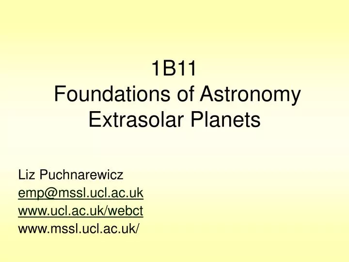 1b11 foundations of astronomy extrasolar planets