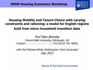 ENHR Housing Economics Workshop