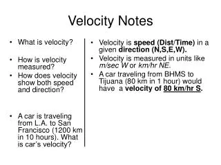 Velocity Notes