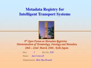 Metadata Registry for Intelligent Transport Systems