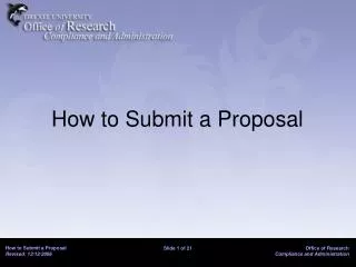 How to Submit a Proposal