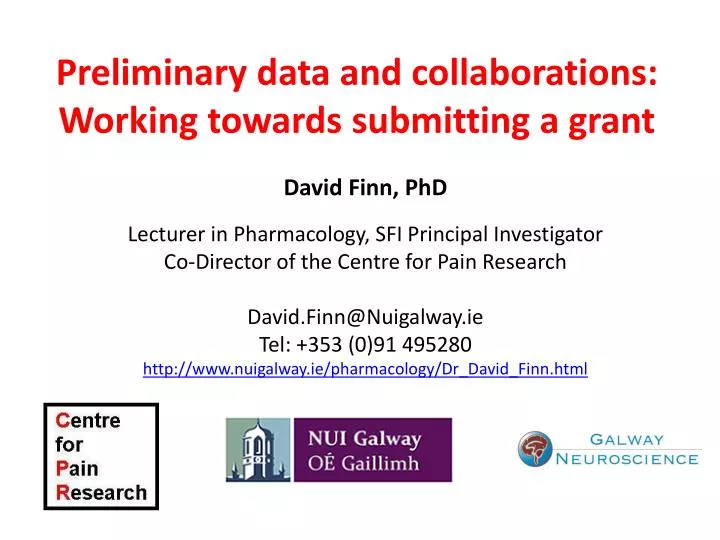 preliminary data and collaborations working towards submitting a grant