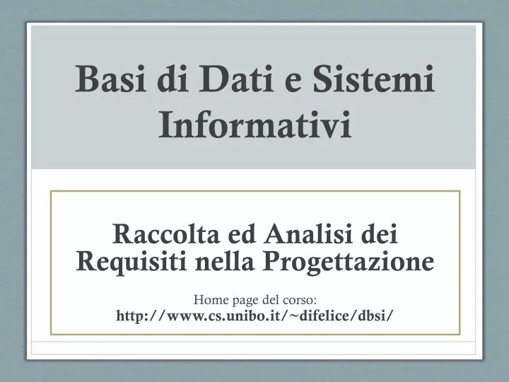 basi di dati e sistemi informativi