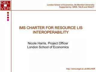 IMS CHARTER FOR RESOURCE LIS INTEROPERABILITY