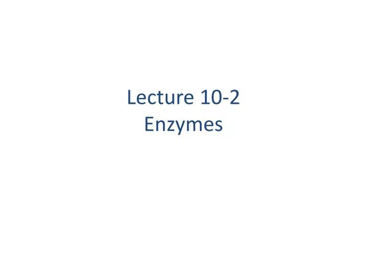 lecture 10 2 enzymes