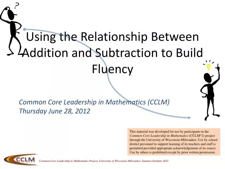 using the relationship between addition and subtraction to build fluency