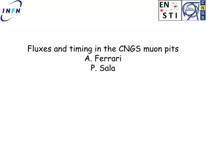 fluxes and timing in the cngs muon pits a ferrari p sala