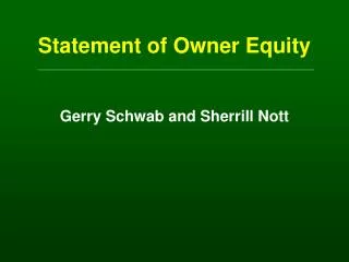 Statement of Owner Equity