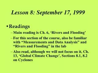 Lesson 8: September 17, 1999