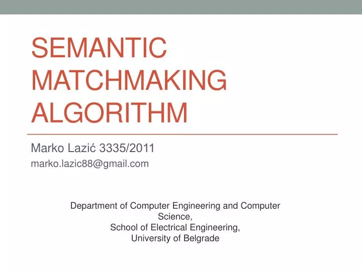 semantic matchmaking algorithm