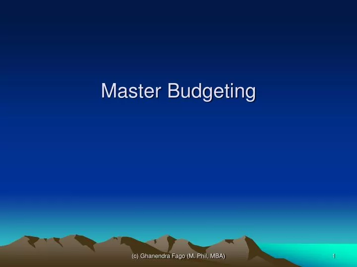 master budgeting