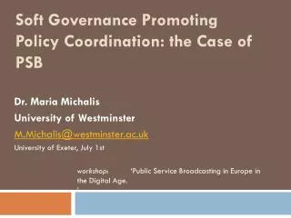 Soft Governance Promoting Policy Coordination: the Case of PSB