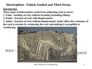 Diastrophism - Folded, Faulted and Tilted Strata.