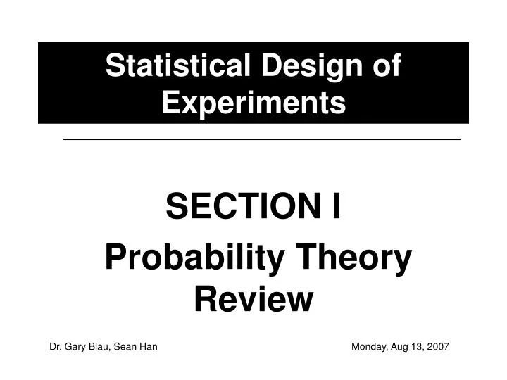 statistical design of experiments