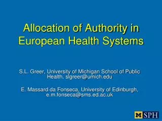 Allocation of Authority in European Health Systems