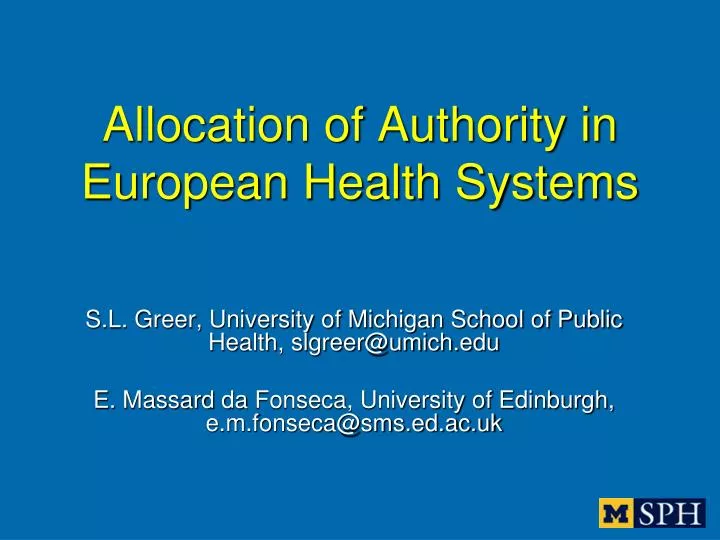 allocation of authority in european health systems