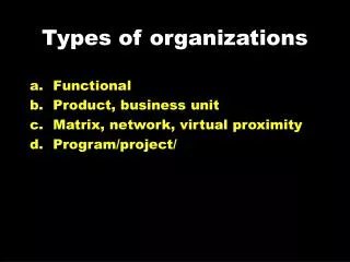 Types of organizations