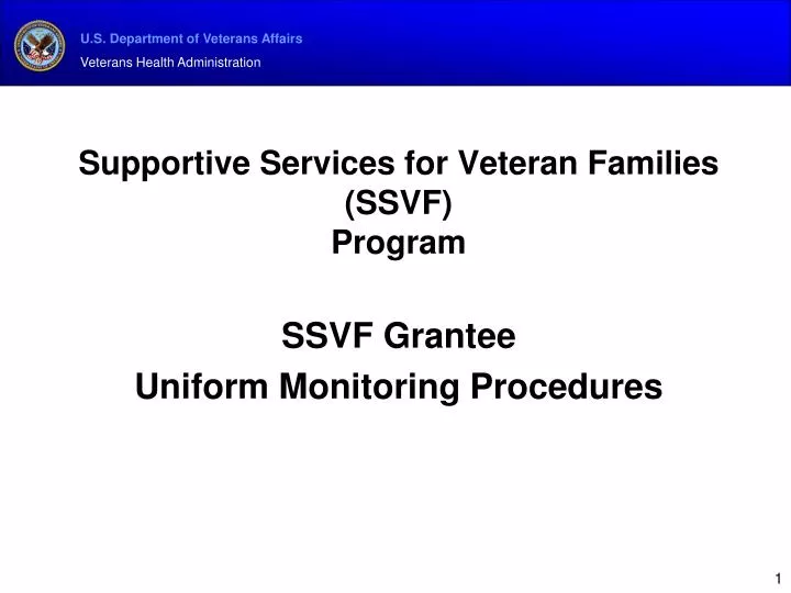 supportive services for veteran families ssvf program ssvf grantee uniform monitoring procedures