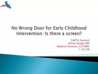 No Wrong Door for Early Childhood Intervention: Is there a screen?
