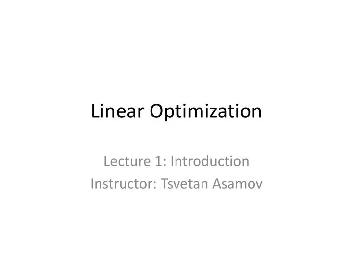 linear optimization