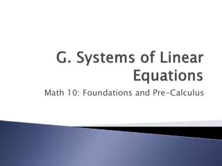 G. Systems of Linear Equations