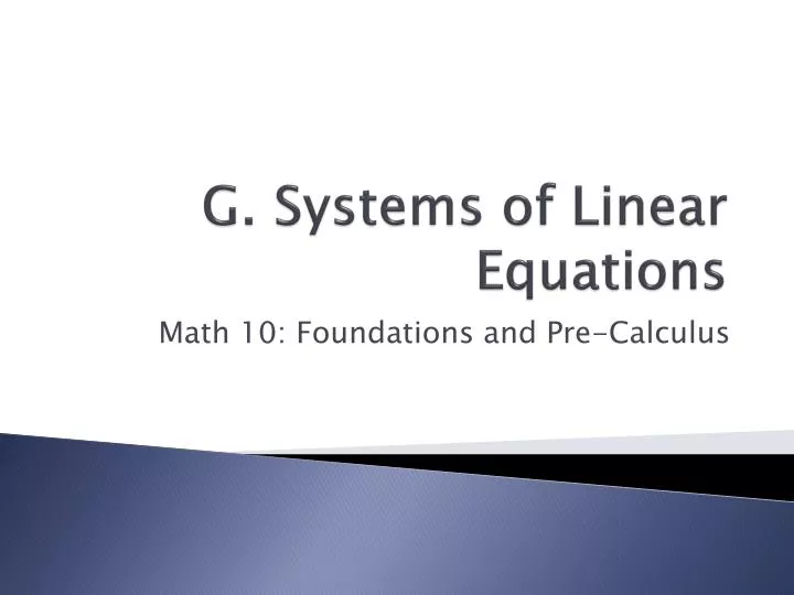 g systems of linear equations