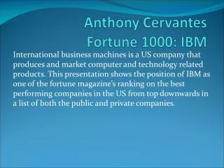Anthony Cervantes Fortune 1000: IBM