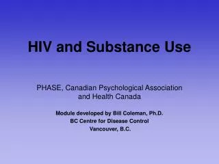 HIV and Substance Use