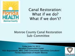 Monroe County Canal Restoration Sub-Committee