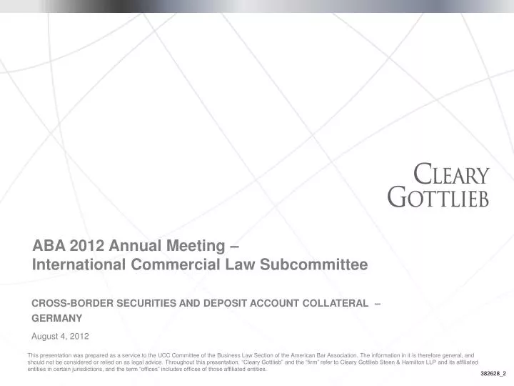 aba 2012 annual meeting international commercial law subcommittee