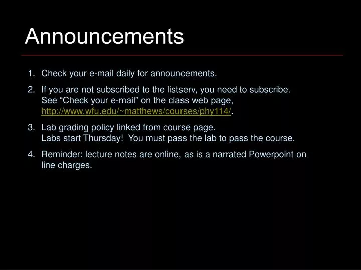 announcements