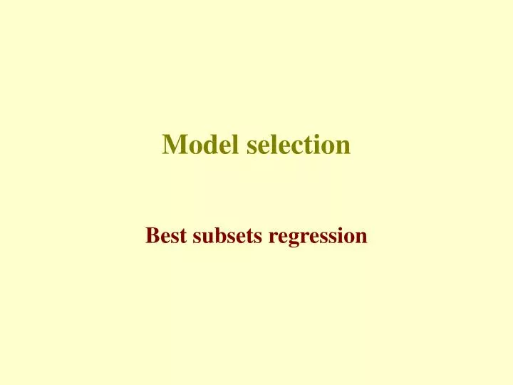 model selection