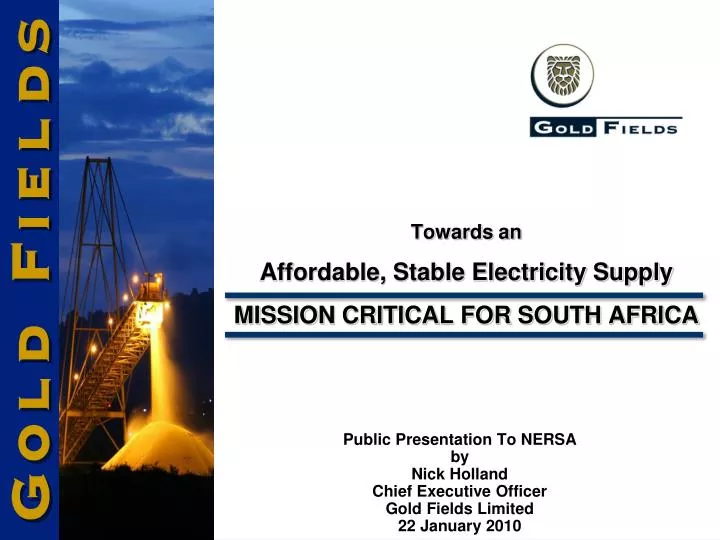 towards an affordable stable electricity supply mission critical for south africa