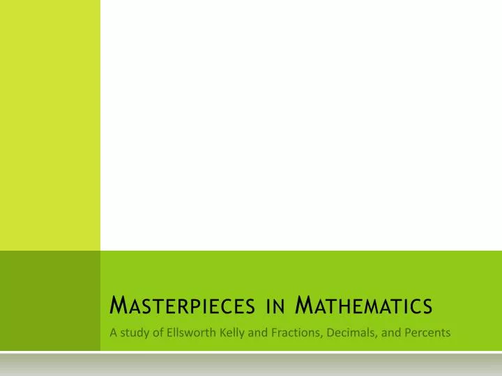 masterpieces in mathematics