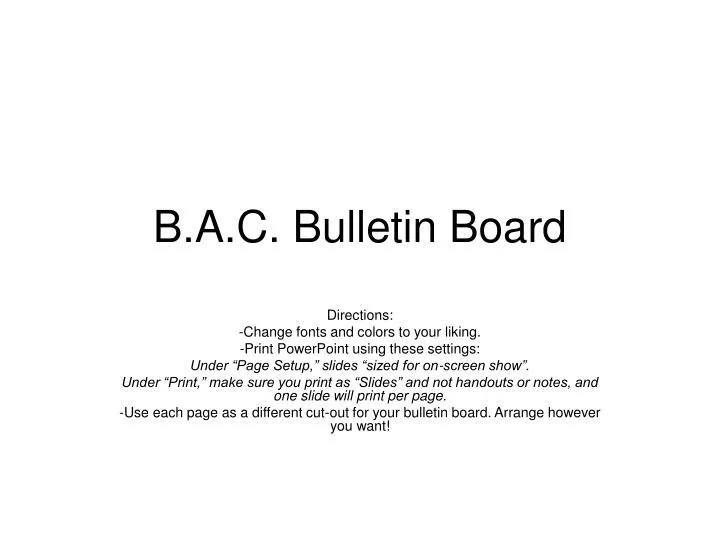 b a c bulletin board