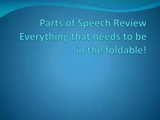 Parts of Speech Review Everything that needs to be in the foldable!