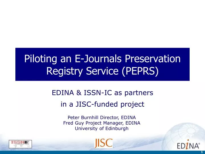 piloting an e journals preservation registry service peprs
