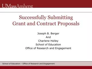 Successfully Submitting Grant and Contract Proposals