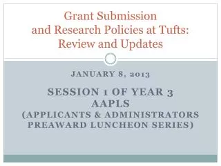 Grant Submission and Research Policies at Tufts: Review and Updates