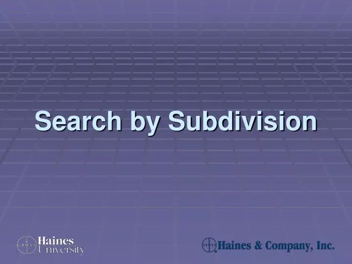 search by subdivision