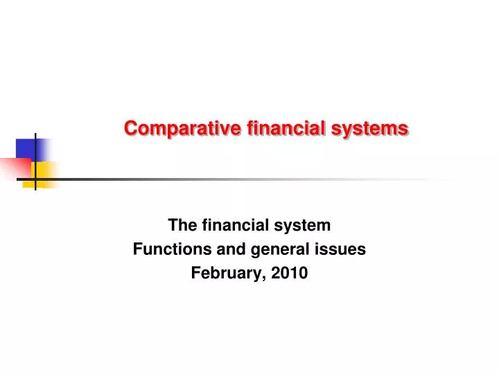 comparative financial systems