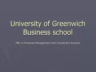 University of Greenwich Business school