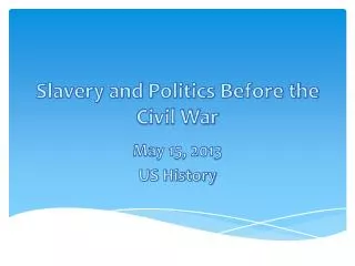 Slavery and Politics Before the Civil War