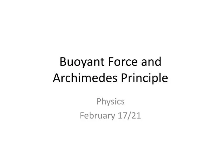 buoyant force and archimedes principle