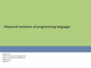 Historical evolution of programming languages