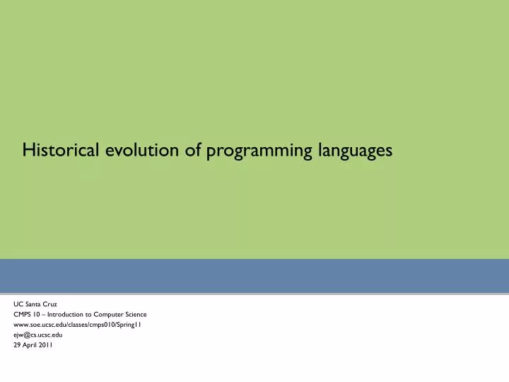 historical evolution of programming languages