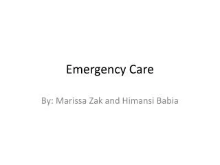 Emergency Care