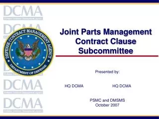Joint Parts Management Contract Clause Subcommittee